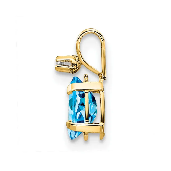 PreStyled Sets TreasureFineJewelers 14k Yellow Gold Diamond Blue Topaz Birthstone Pendant