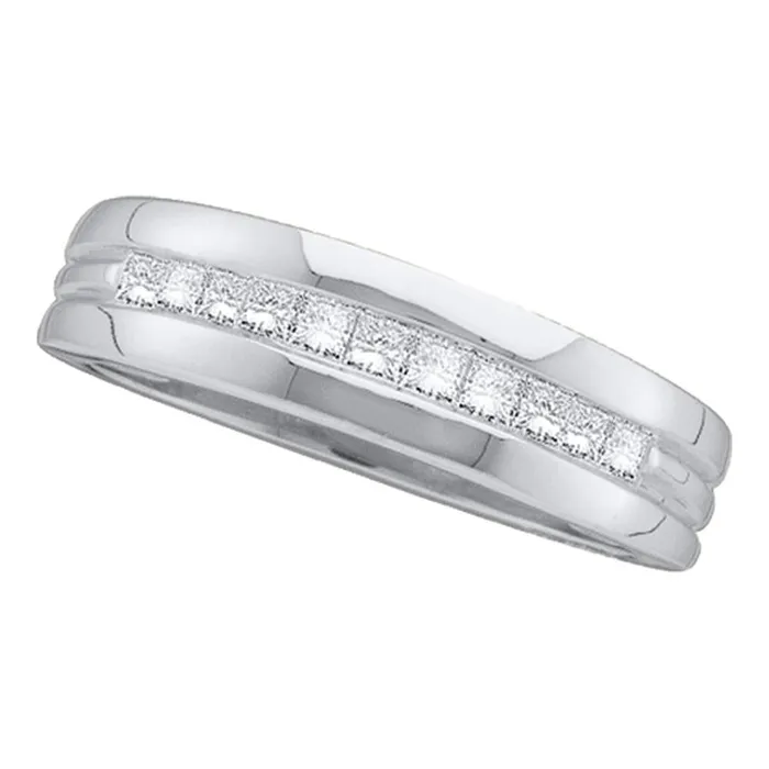 Rings 14kt white gold mens princess diamond wedding band ring 100 cttw16076 North Arrow Shop Rings 14kt white gold mens princess diamond wedding band ring 100 cttw16076 North Arrow Shop