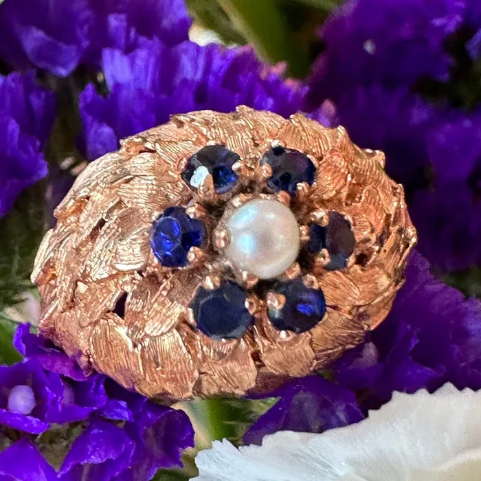 Rings ONeills Estate Jewelry 14 Karat Yellow Gold Pearl Sapphire Ring 20001390 Rings ONeills Estate Jewelry 14 Karat Yellow Gold Pearl Sapphire Ring 20001390
