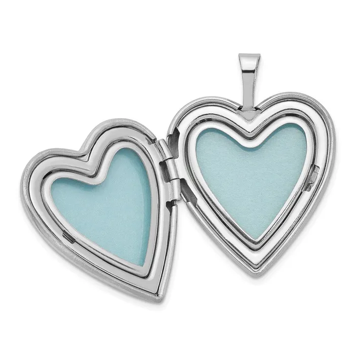 Rings Sterling Silver Rhodiumplated Satin 20mm Enameled Rose Heart Locket TreasureFineJewelers