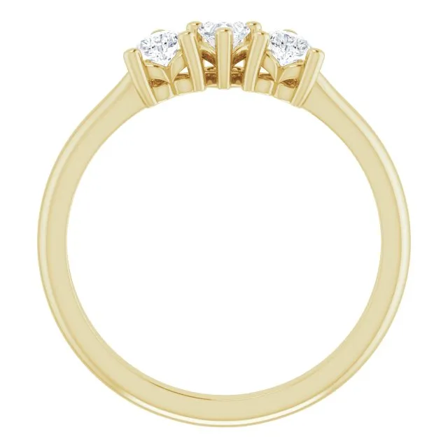 Rings TreasureFineJeweler 14K Yellow 38 CTW Natural Diamond ThreeStone Anniversary Band
