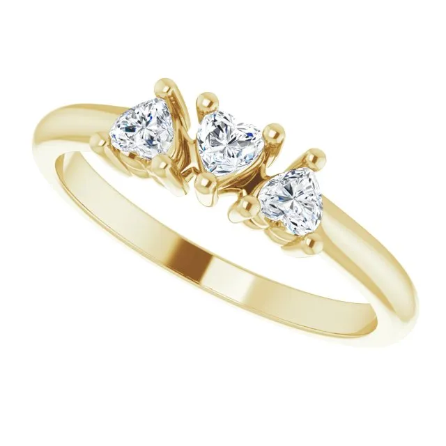 Rings TreasureFineJeweler 14K Yellow 38 CTW Natural Diamond ThreeStone Anniversary Band