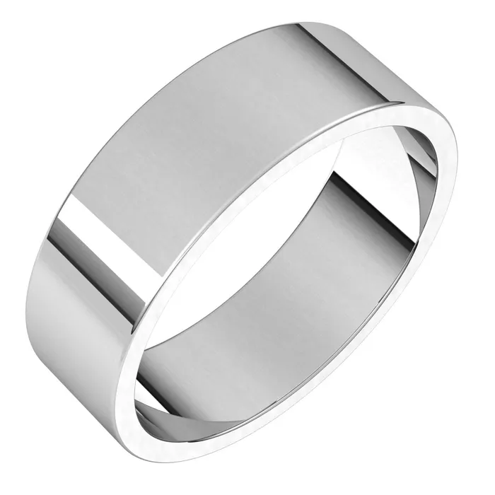 Rings TreasureFineJewelers 10K White Gold 6 mm flat Wedding Band