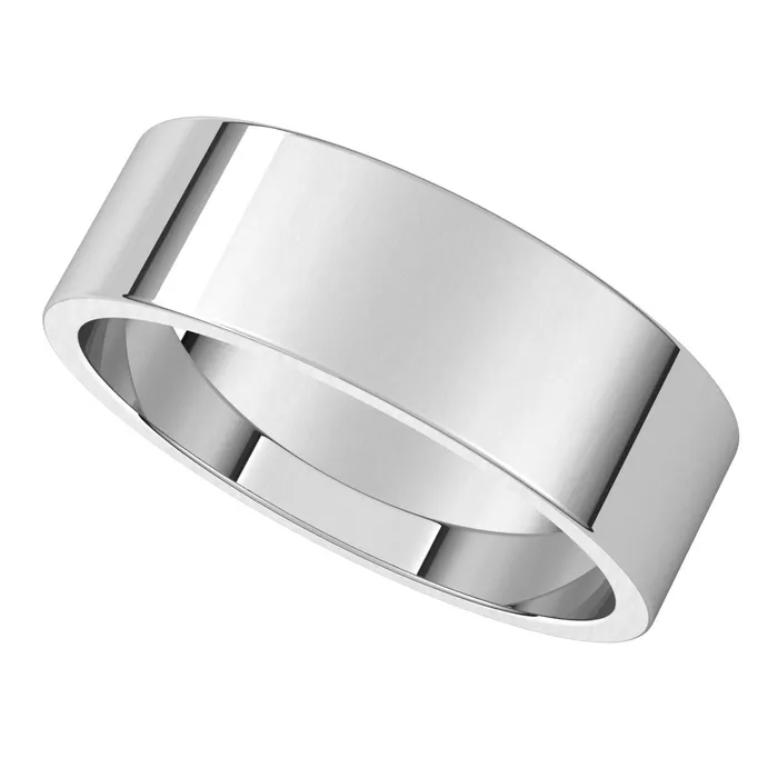Rings TreasureFineJewelers 10K White Gold 6 mm flat Wedding Band