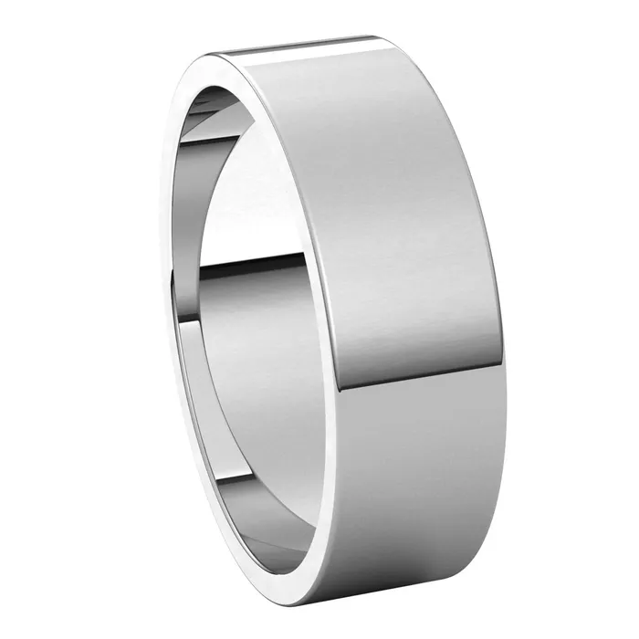 Rings TreasureFineJewelers 10K White Gold 6 mm flat Wedding Band
