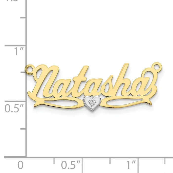 Rings TreasureFineJewelers 10KY Twotone 3D with Heart Diamond Name Plate