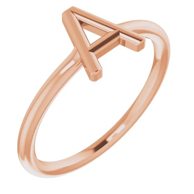 Rings TreasureFineJewelers 14K Rose Initial A Ring