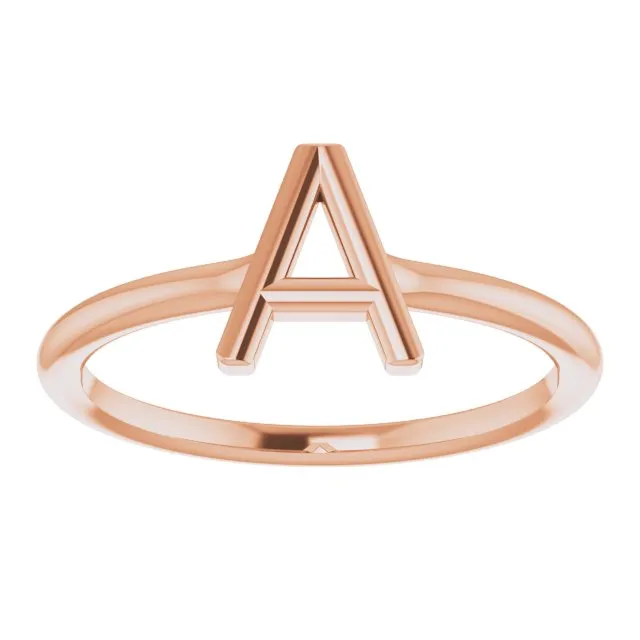 Rings TreasureFineJewelers 14K Rose Initial A Ring