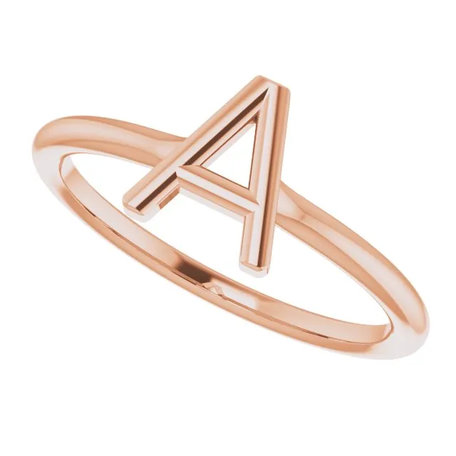 Rings TreasureFineJewelers 14K Rose Initial A Ring