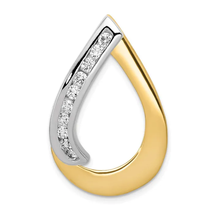 Rings TreasureFineJewelers 14k TwoTone AAA Diamond Teardrop Slide