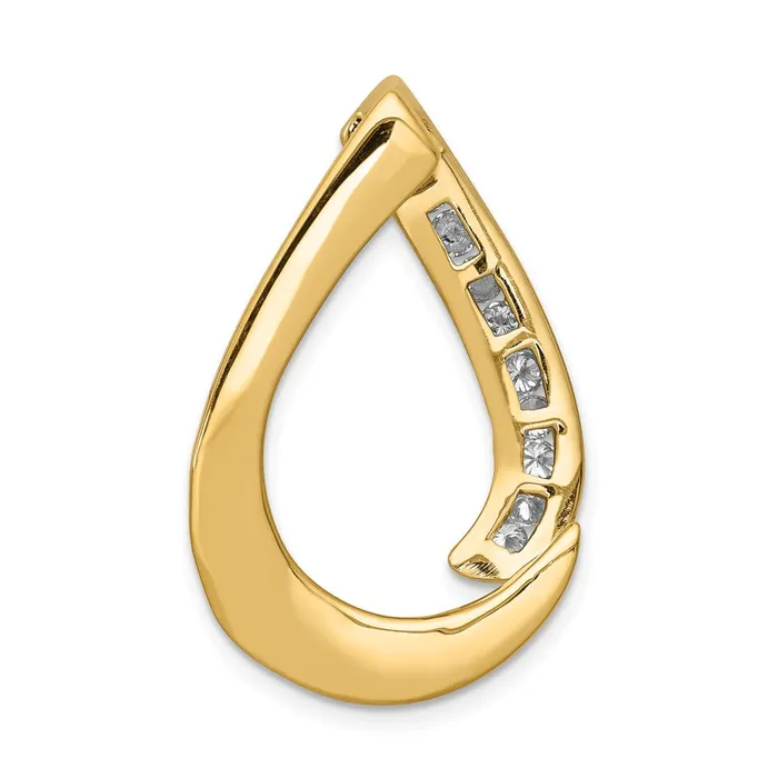 Rings TreasureFineJewelers 14k TwoTone AAA Diamond Teardrop Slide