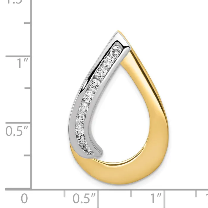 Rings TreasureFineJewelers 14k TwoTone AAA Diamond Teardrop Slide