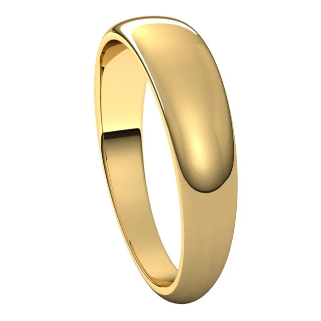 Rings TreasureFineJewelers 14K Yellow Gold 5 mm Half Round Tapered Wedding Band