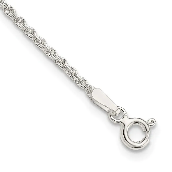Rings TreasureFineJewelers Sterling Silver 15mm Solid Rope Chain Anklet