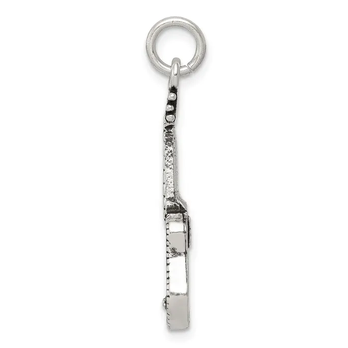Rings TreasureFineJewelers Sterling Silver Antiqued Acoustic Guitar Charm