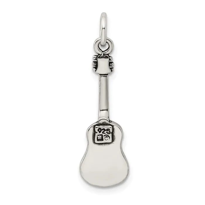 Rings TreasureFineJewelers Sterling Silver Antiqued Acoustic Guitar Charm
