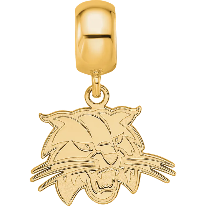 Rings TreasureFineJewelers Sterling Silver Goldplated LogoArt Ohio University Bobcat Small Dangle Bead Charm