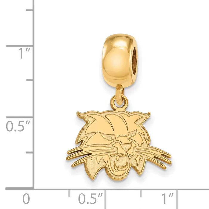 Rings TreasureFineJewelers Sterling Silver Goldplated LogoArt Ohio University Bobcat Small Dangle Bead Charm