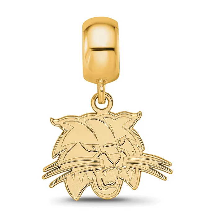 Rings TreasureFineJewelers Sterling Silver Goldplated LogoArt Ohio University Bobcat Small Dangle Bead Charm