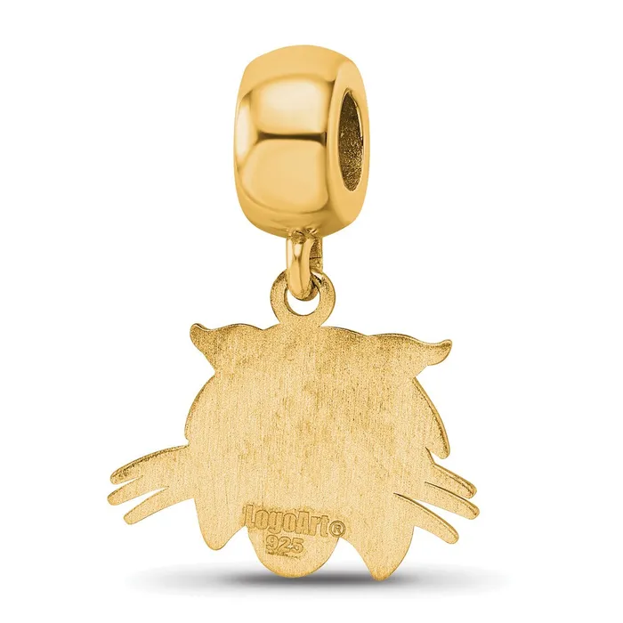 Rings TreasureFineJewelers Sterling Silver Goldplated LogoArt Ohio University Bobcat Small Dangle Bead Charm