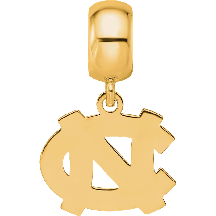 Rings TreasureFineJewelers Sterling Silver Goldplated LogoArt University of North Carolina NC Small Dangle Bead Charm