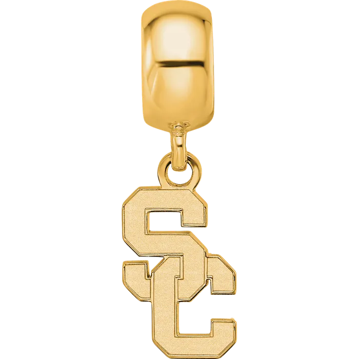Rings TreasureFineJewelers Sterling Silver Goldplated LogoArt University of Southern California SC Small Dangle Bead Charm