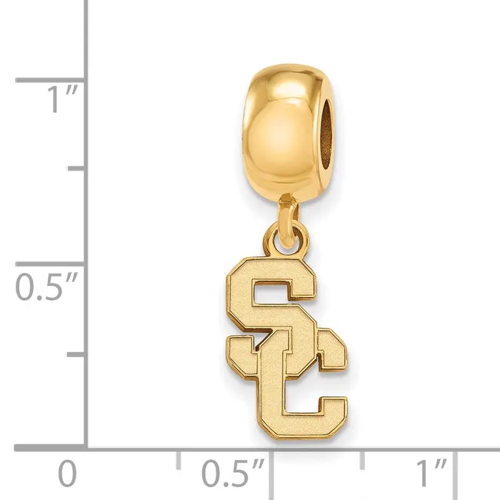 Rings TreasureFineJewelers Sterling Silver Goldplated LogoArt University of Southern California SC Small Dangle Bead Charm