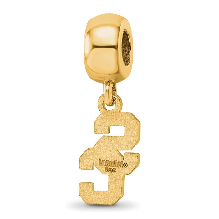 Rings TreasureFineJewelers Sterling Silver Goldplated LogoArt University of Southern California SC Small Dangle Bead Charm