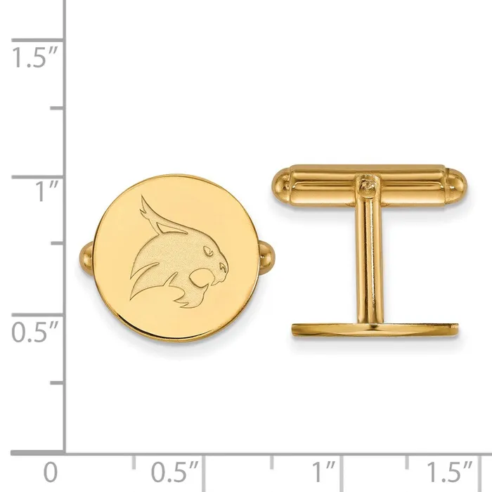 Rings TreasureFineJewelers Sterling Silver Goldplated Texas State University Bobcat Cuff Links
