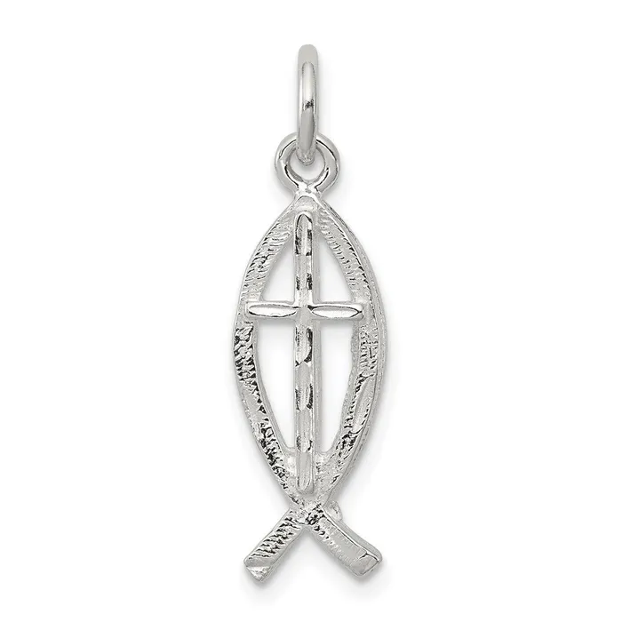 Rings TreasureFineJewelers Sterling Silver Ichthus Fish Charm