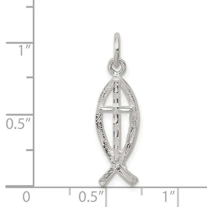 Rings TreasureFineJewelers Sterling Silver Ichthus Fish Charm