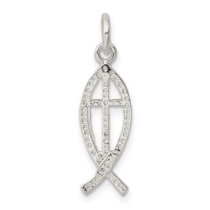 Rings TreasureFineJewelers Sterling Silver Ichthus Fish Charm