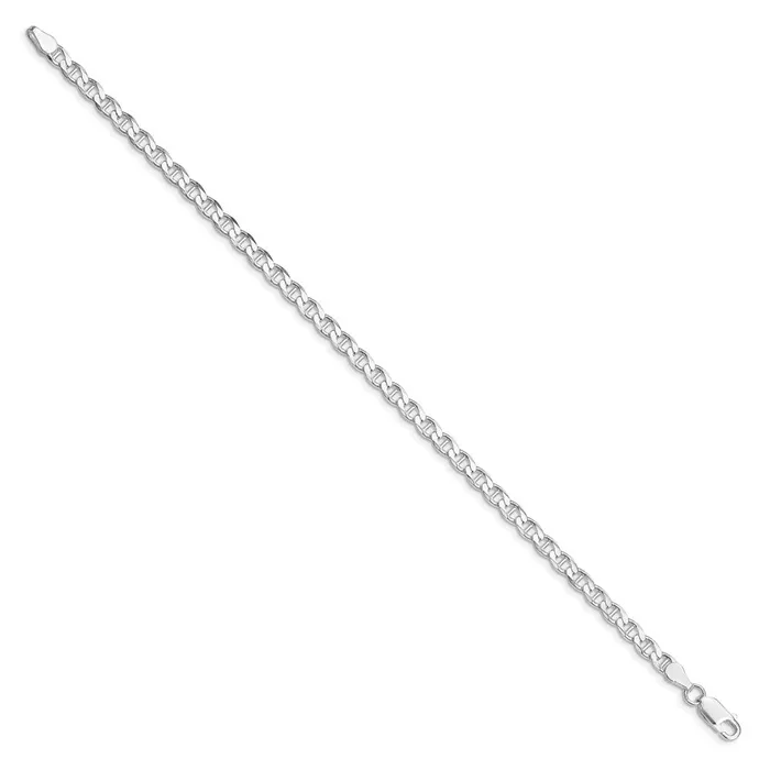 Rings TreasureFineJewelers Sterling Silver Rhodiumplated 415mm Flat Cuban Anchor Chain