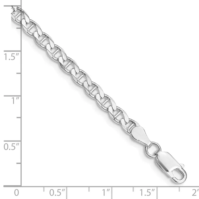 Rings TreasureFineJewelers Sterling Silver Rhodiumplated 415mm Flat Cuban Anchor Chain