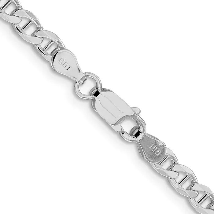 Rings TreasureFineJewelers Sterling Silver Rhodiumplated 415mm Flat Cuban Anchor Chain