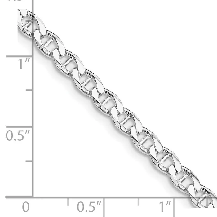 Rings TreasureFineJewelers Sterling Silver Rhodiumplated 415mm Flat Cuban Anchor Chain