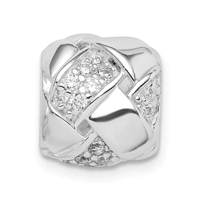 Rings TreasureFineJewelers Sterling Silver Rhodium Plated CZ Slide