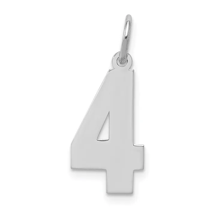 Rings TreasureFineJewelers Sterling SilverRhodiumplated Polished Number 4 Charm Rings TreasureFineJewelers Sterling SilverRhodiumplated Polished Number 4 Charm