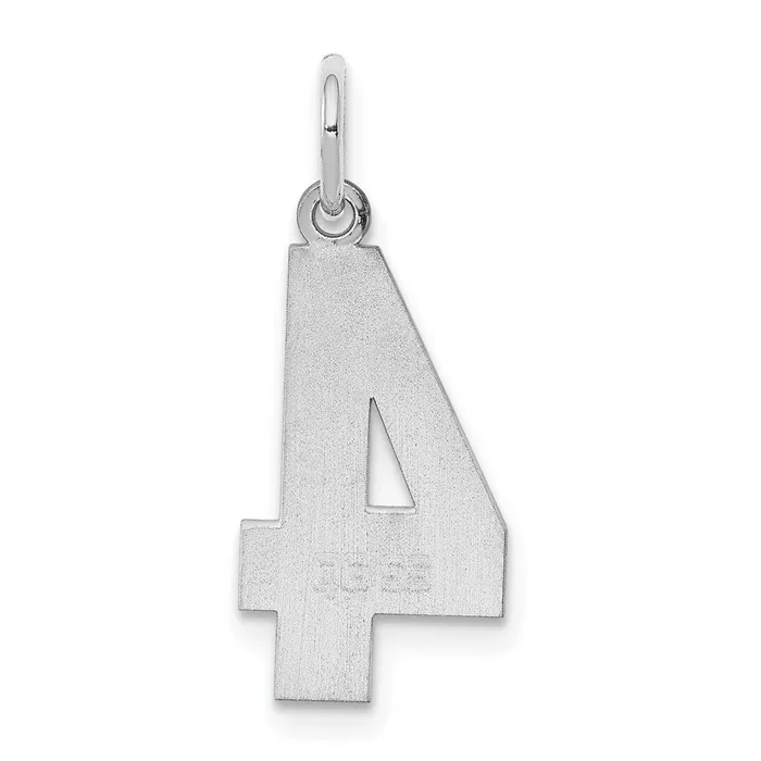Rings TreasureFineJewelers Sterling SilverRhodiumplated Polished Number 4 Charm