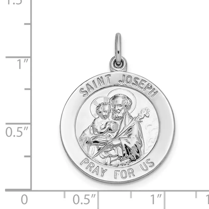 Rings TreasureFineJewelers Sterling Silver Rhodiumplated Saint Joseph Medal