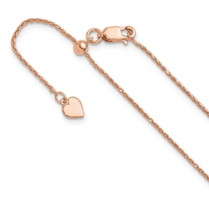 Rings TreasureFineJewelers Sterling Silver Rose Goldplated Adjustable 11mm Dimondcut Spiga Chain Rings TreasureFineJewelers Sterling Silver Rose Goldplated Adjustable 11mm Dimondcut Spiga Chain