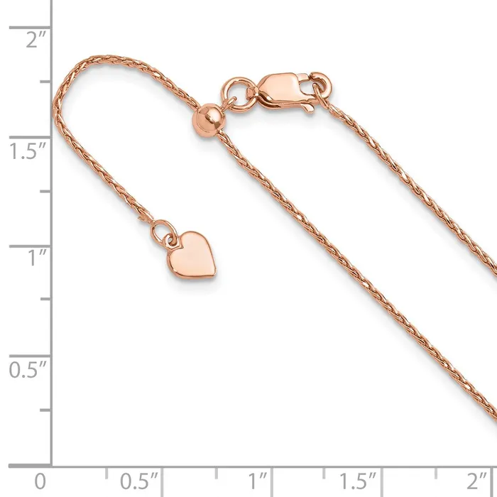Rings TreasureFineJewelers Sterling Silver Rose Goldplated Adjustable 11mm Dimondcut Spiga Chain