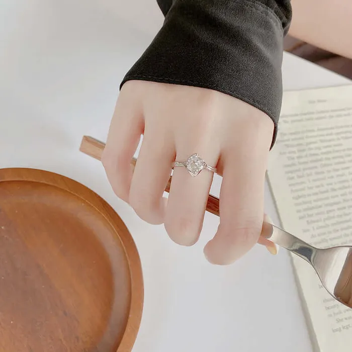 Rings Trendolla Jewelry Four Leaf Clover Moissanite Adjustable Openended Ring