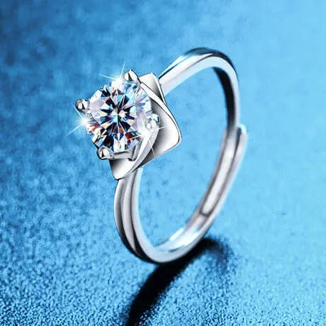 Rings Trendolla Jewelry Four Leaf Clover Moissanite Adjustable Openended Ring