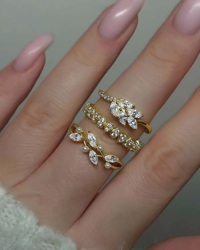 Rings Trendolla Jewelry Leaf Branch Diamond Wedding Ring Natures Grace Collection