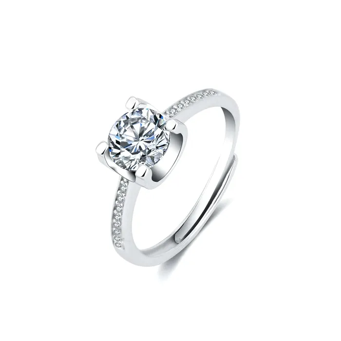 Rings Trendolla Jewelry Sterling Silver Moissanite Adjustable Openended Ring