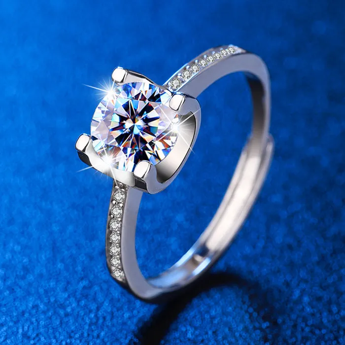 Rings Trendolla Jewelry Sterling Silver Moissanite Adjustable Openended Ring