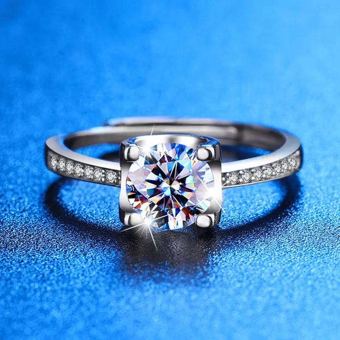 Rings Trendolla Jewelry Sterling Silver Moissanite Adjustable Openended Ring