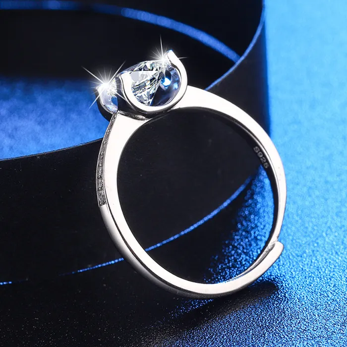 Rings Trendolla Jewelry Sterling Silver Moissanite Adjustable Openended Ring
