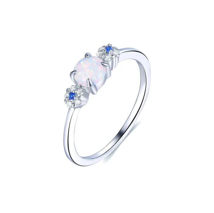 Rings Trendolla Viktoriia X Trendolla Celestial Cycle Sterling Silver Opals Diamond Ring